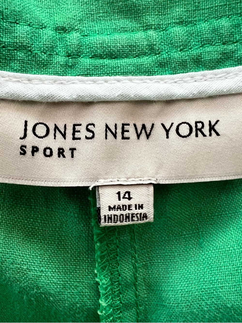 Jones New York 100% Linen Kelly Green Cropped Cuffed Pants Soft Cabincore Preppy - Picture 2 of 9
